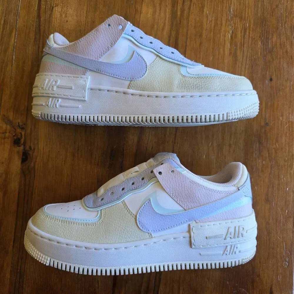 Nike Women's Air Force 1 Shadow sneakers 2020 Size 8.5 pastel summit CI0919-106 - Picture 8 of 8